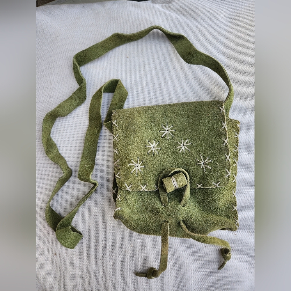 Vintage Artisan Suede Crossbody  Shoulder Bag Boho Western Hippie